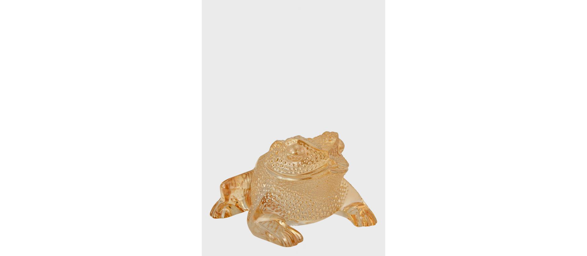 Lalique Gregoire Frog Figurine with Gold Plated big