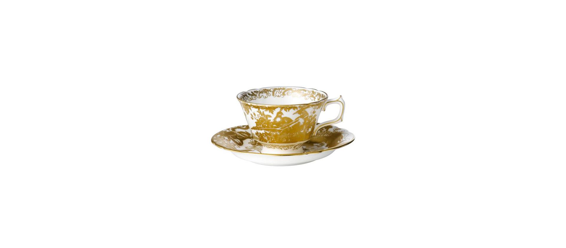 Чашка чайная с блюдцем Royal Crown Derby Gold Aves big