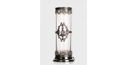 Faberge Cilindric crystal vase with silver plating