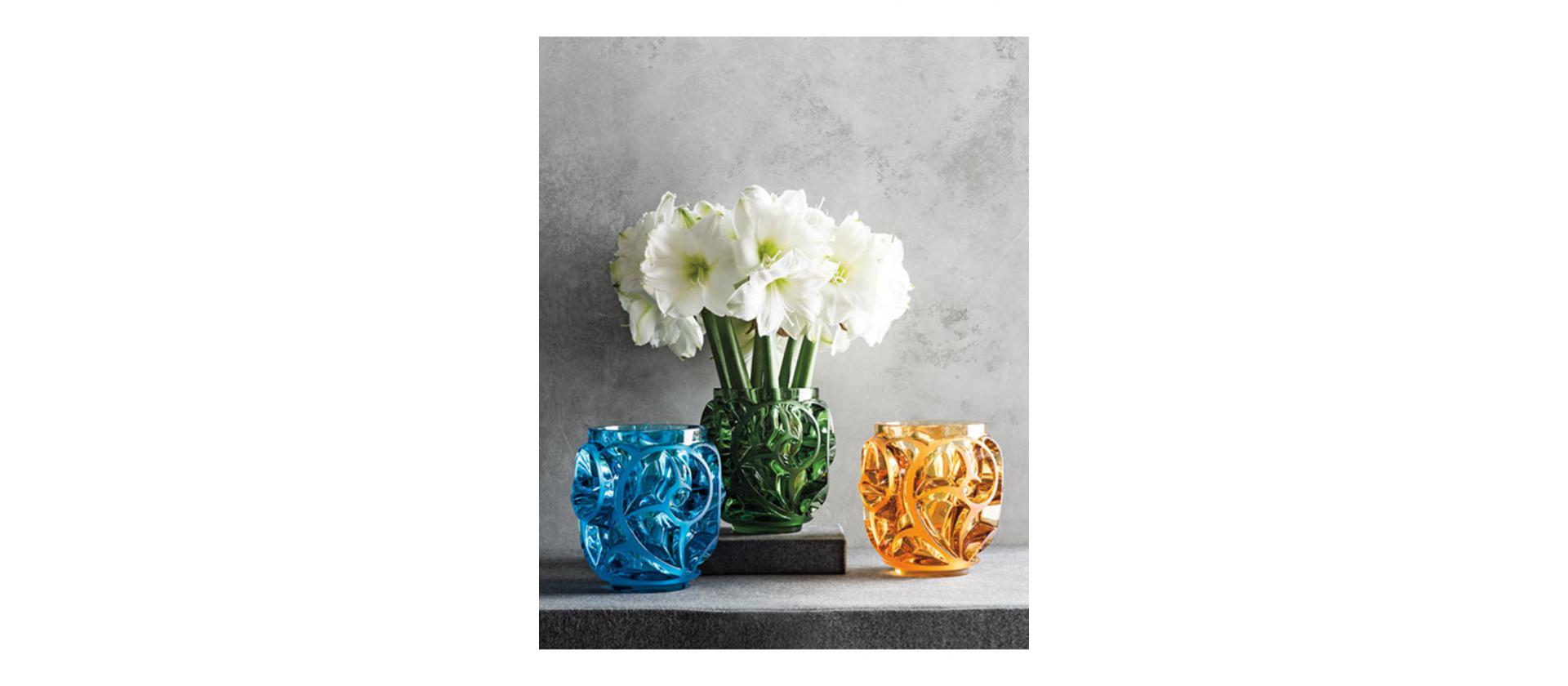 Зеленая хрустальная ваза Lalique Tourbillons Limited Edition 999 big