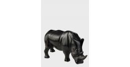 Sculpture Lalique Rhinoceros in black crystal