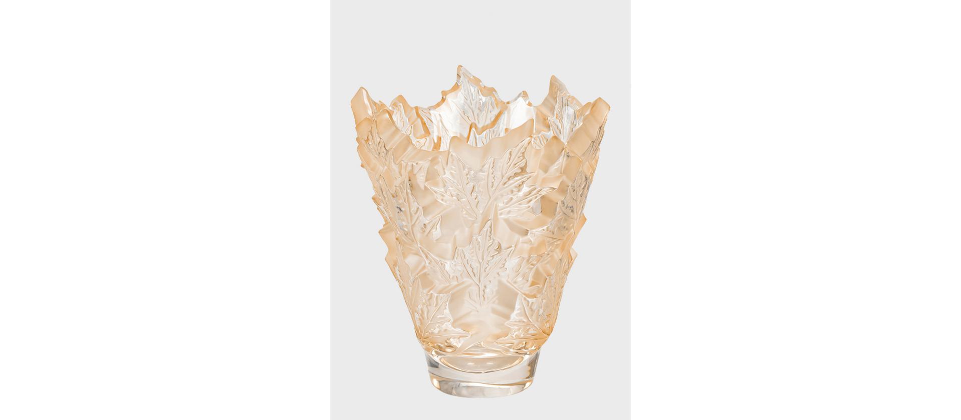 Lalique Champs-Elysees crystal vase with gold plating big