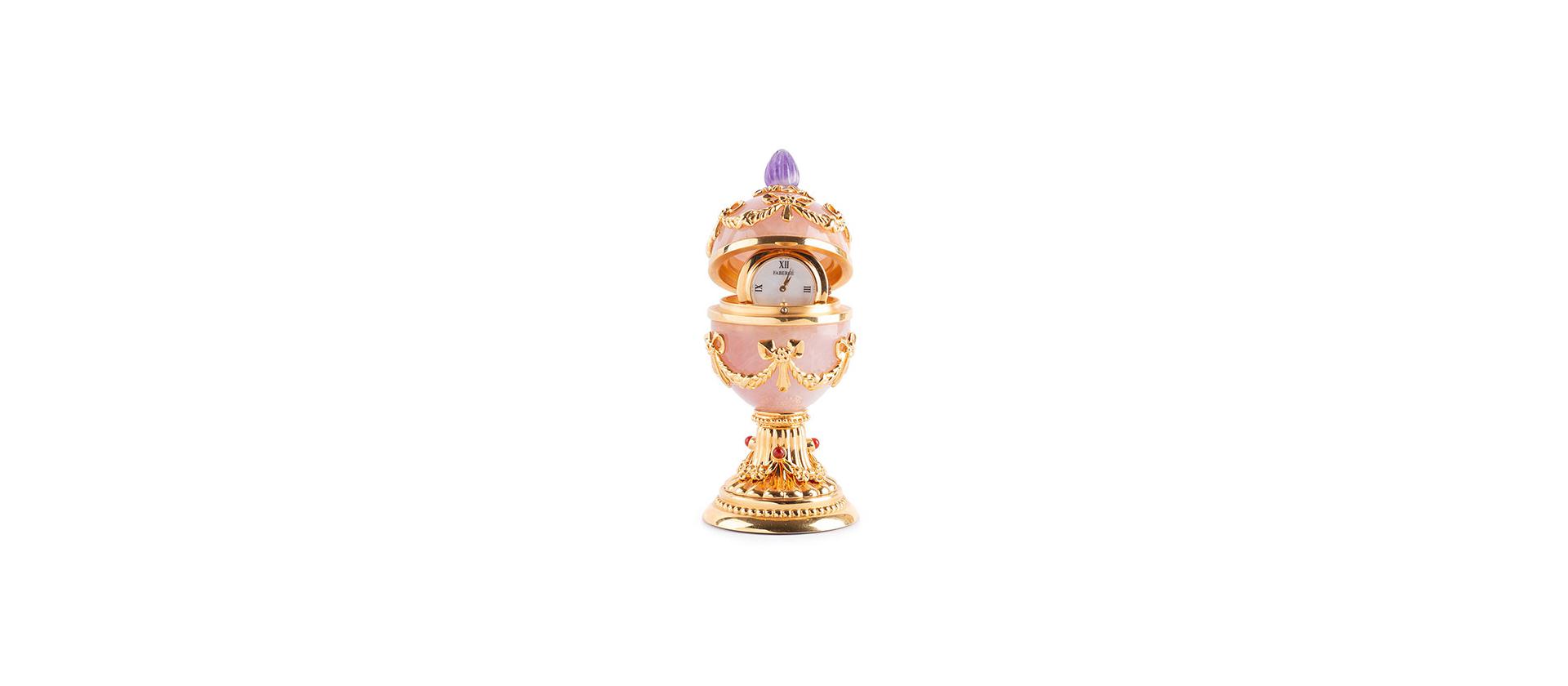 Rose Quartz Egg Watch with Gold Plated big